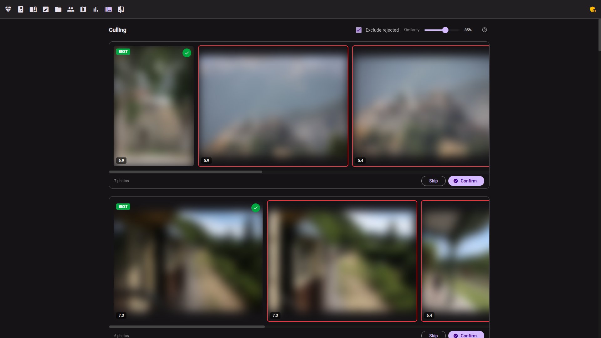 Burst culling view